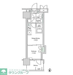 ブルックサイドレジデンス木場 2階1DKの間取り
