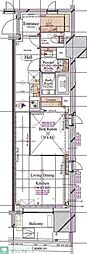 ブランシエスタ浅草蔵前 1LDKの間取図画像