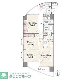 メゾンシャルム 3LDKの間取図画像