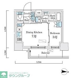 クインテット錦糸公園 1DKの間取図画像