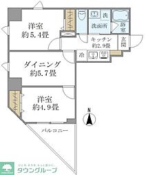 プラッツ両国 2DKの間取図画像