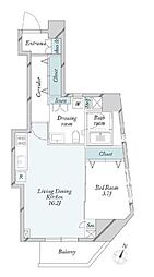 グランカーサ門前仲町 1LDKの間取図画像