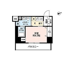 プレール・ドゥーク門前仲町3 1Kの間取図画像