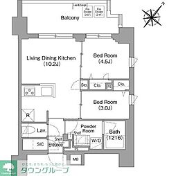コンフォリア・リヴ押上NORTH 2LDKの間取図画像