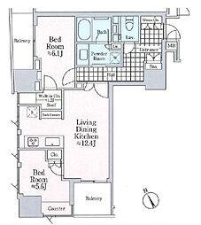 ミレアコート銀座プレミア 2LDKの間取図画像