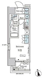 パークアクシス門前仲町EAST ワンルームの間取図画像