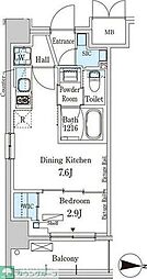 PARKAXIS本所吾妻橋サウスレジデンス 1DKの間取図画像