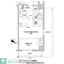 プラウドフラット両国サウス 1LDKの間取図画像