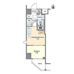 AZURETERRACE東陽町 1DKの間取図画像