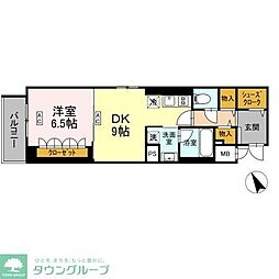 ロイジェント平井 1DKの間取図画像