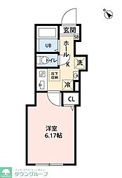 丘の上のフルール 1階1Kの間取り