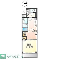 イナ　グランパII 2階1DKの間取り