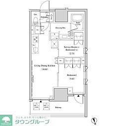 ザ・パークハビオ北千住 14階2LDKの間取り