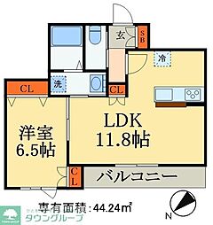 エストフォート上本郷 3階1LDKの間取り