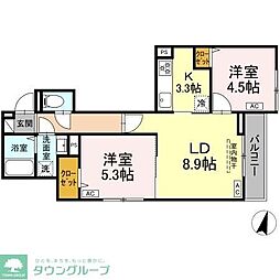 セレスティア興野 2LDKの間取図画像