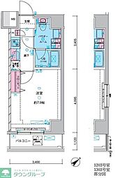 GENOVIA三ノ輪IIIskygarden 8階1Kの間取り