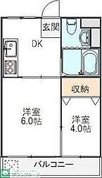 シャトレー堀切 2階2DKの間取り