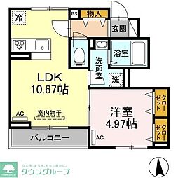 アナシエ古千谷本町 1階1LDKの間取り