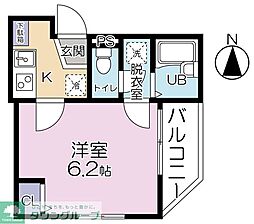 グランシャレー北千住II 3階1Kの間取り