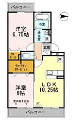 ベルウィル・メゾン 3階2LDKの間取り