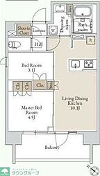 グランカーサ三ノ輪III 5階2LDKの間取り
