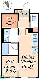 デュオメゾン千住 4階1DKの間取り