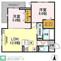 メゾンアーク西新井II 1階2LDKの間取り