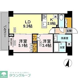 ロイジェント西新井 2LDKの間取図画像