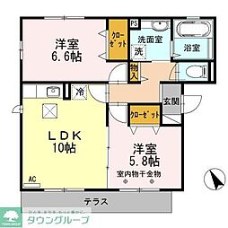 フラットテンジン3 2LDKの間取図画像
