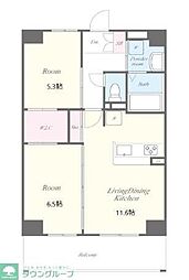 アヴェニーユ壱番館 2LDKの間取図画像