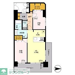 ロイヤルパーリスリバーサイド 2LDKの間取図画像