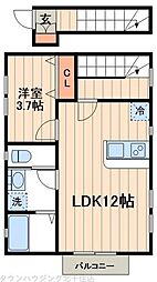 ポルトボヌールA関原 1LDKの間取図画像