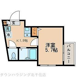 ソレイユ1010 1Kの間取図画像