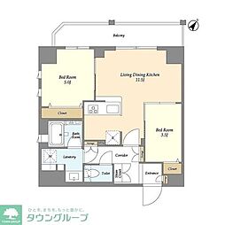 リテラス三ノ輪ウエスト 2LDKの間取図画像
