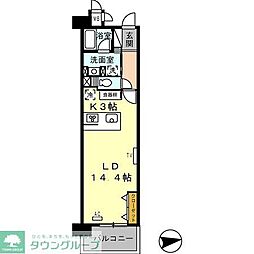ロイヤルパークス西新井 1Kの間取図画像