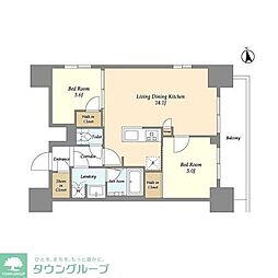 リビオメゾン浅草雷門 2LDKの間取図画像