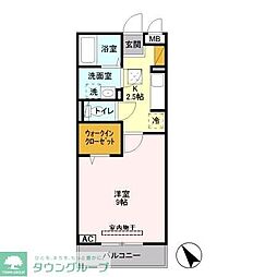 ブランエール 1Kの間取図画像