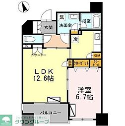 カスタリア荒川 1LDKの間取図画像