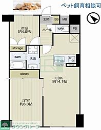 グリーンパーク扇 2LDKの間取図画像