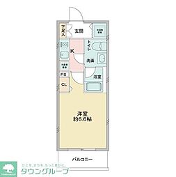 ラドゥセールお花茶屋2 1Kの間取図画像