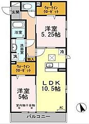 サンモールウチデ 2LDKの間取図画像