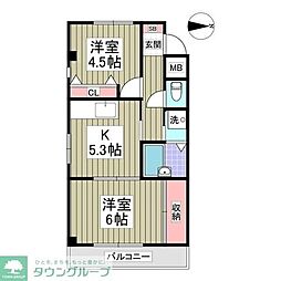 サンライズ中川 2Kの間取図画像
