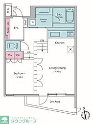 NTPRレジデンス下馬 1階1LDKの間取り