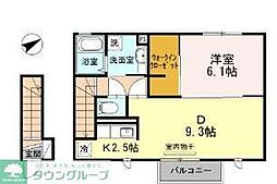 ヨキランタ玉堤 2階1LDKの間取り
