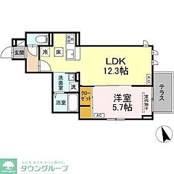 Asset-Court調布ヶ丘 2階1LDKの間取り
