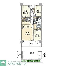 リストレジデンス桜新町 205 2階3LDKの間取り