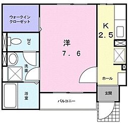 ブラン　グリシーヌ 1階1Kの間取り