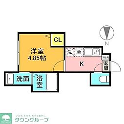 ＳＯＬＵＮＡ　ＣＲＡＣＩＡ　ＳＯＳＨＩＧＡＹＡ 1階ワンルームの間取り