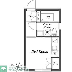ＰＡＳＥＯ　ＳＡＮＧＥＮＪＡＹＡ　ＥＡＳＴ　ＷＥＳ 2階ワンルームの間取り