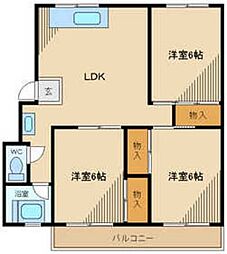 調布第2コーポラス 3LDKの間取図画像